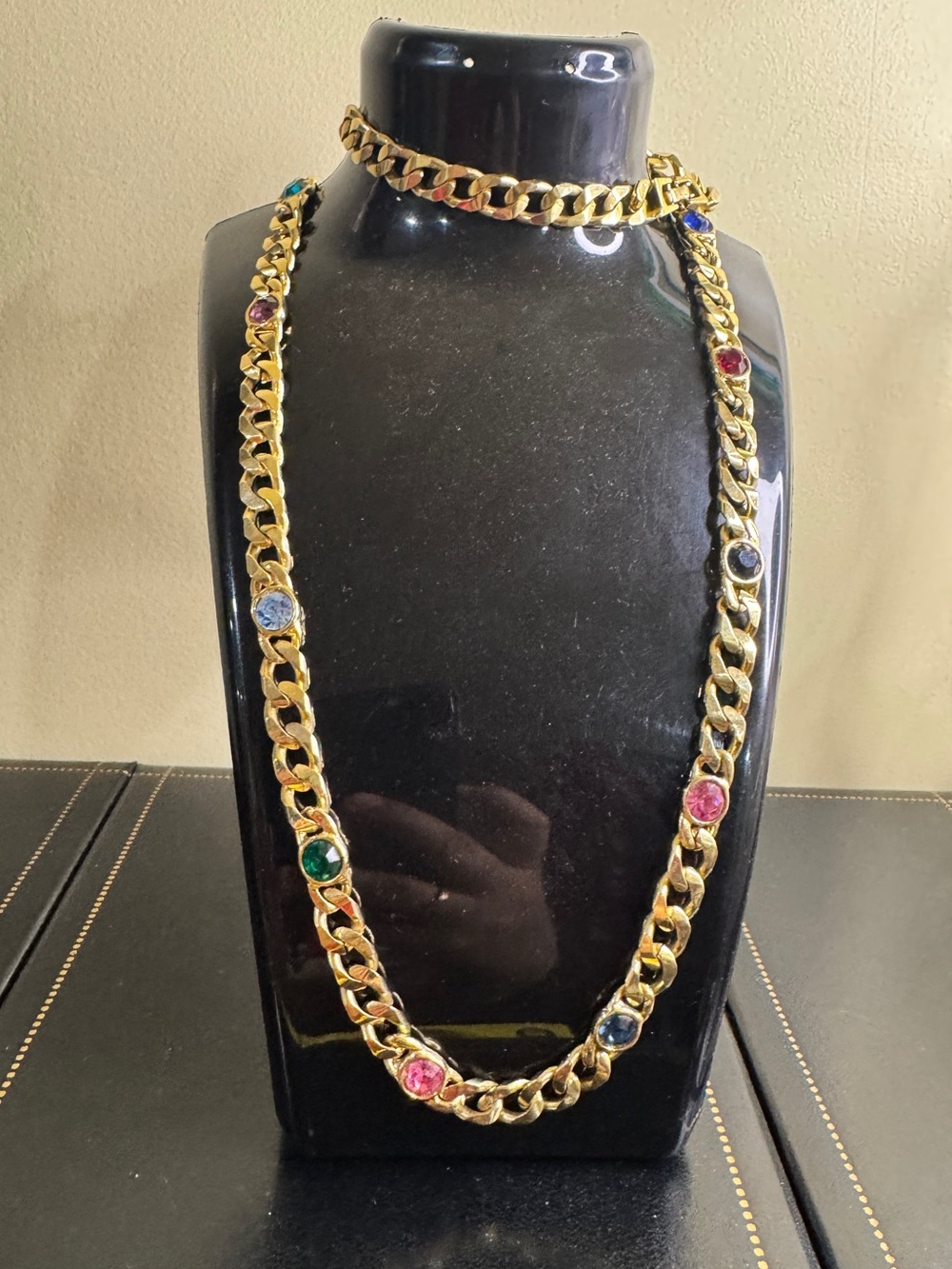 Vintage Multi-Stone Cuban Link Necklace and Choker